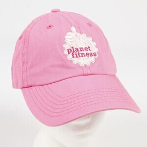 Planet Fitness Embroidered Logo Packable Strapback Ball Cap Hat Solid Pink